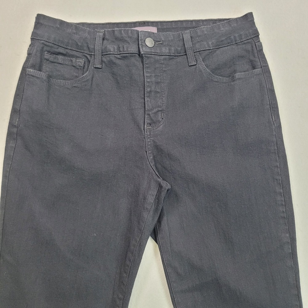 NYDJ Marilyn Straight Leg Jeans Black Denim Size 10P Petite High Rise Stretch - Picture 13 of 13